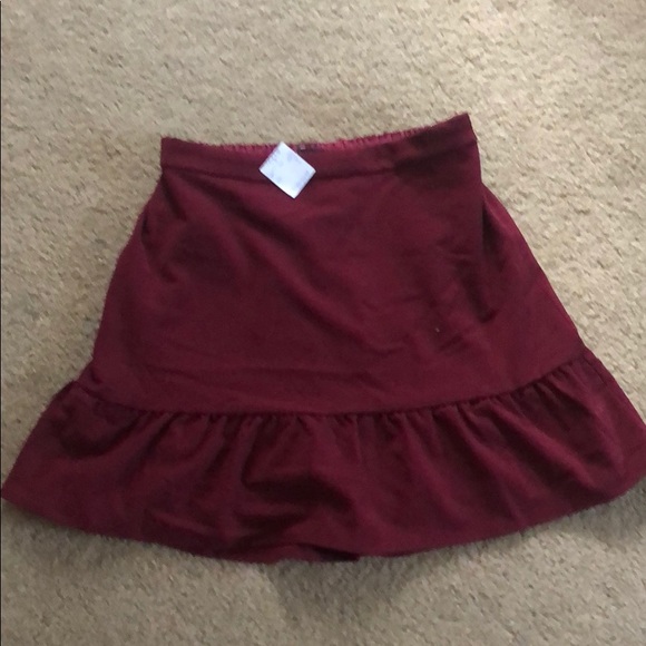J.Crew Factory NWT Burgundy Flounce Skirt - Picture 2 of 4